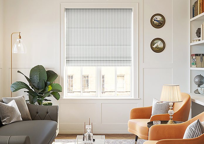 Lace Stripes, Grey - Motorised Roman Blind - Image 3